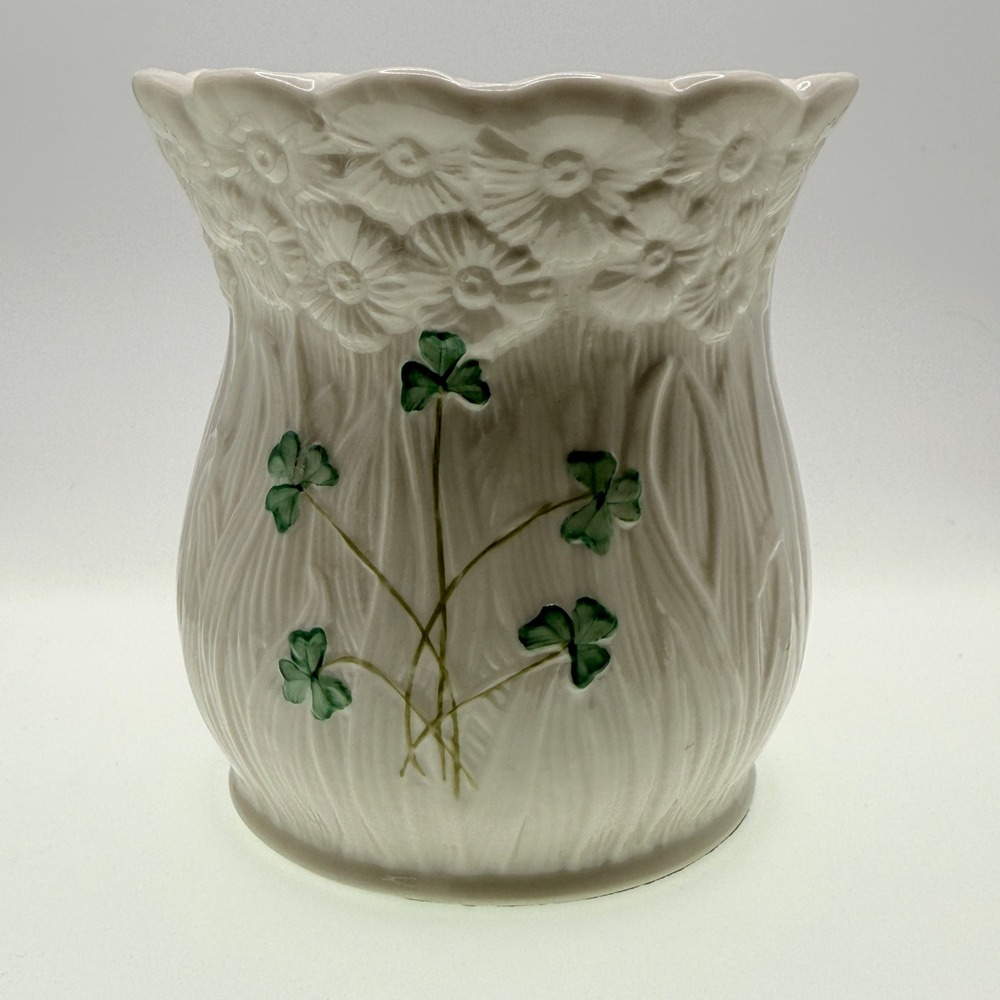 Belleek Irish Porcelain Shamrock Pillar Candle Holder